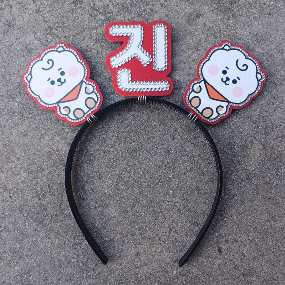 Jin BTS Headband KPOP Rhinestone Hair Banner Hangul Name Handmade main image 5